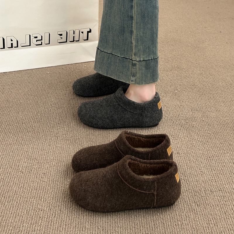 内增高加绒勃肯鞋女鞋子2025秋冬季一脚蹬保暖棉鞋毛毛博肯鞋单鞋