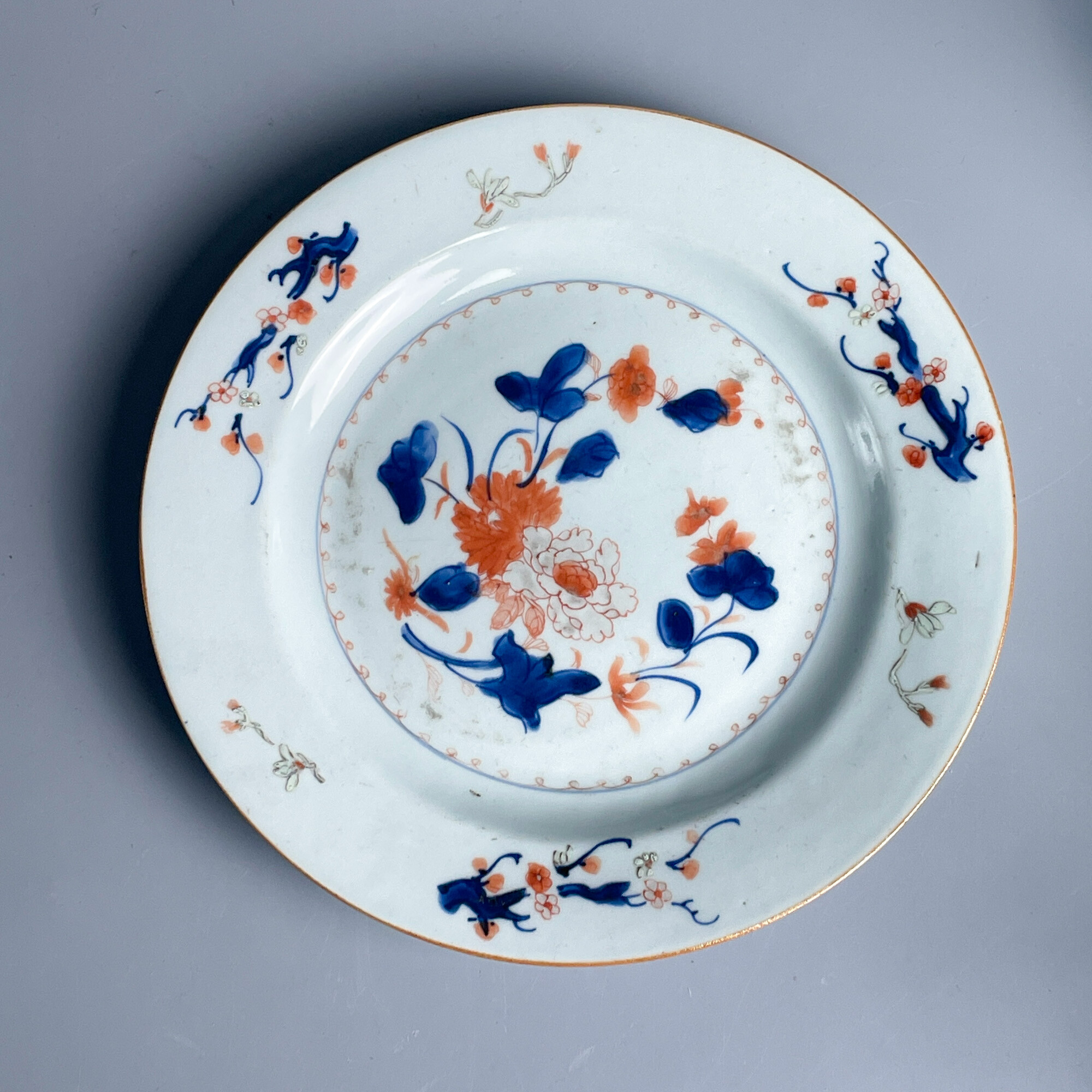 瓷器/古董清康熙青花加彩花卉盘-M25AN003858/收藏/文物/绣花张