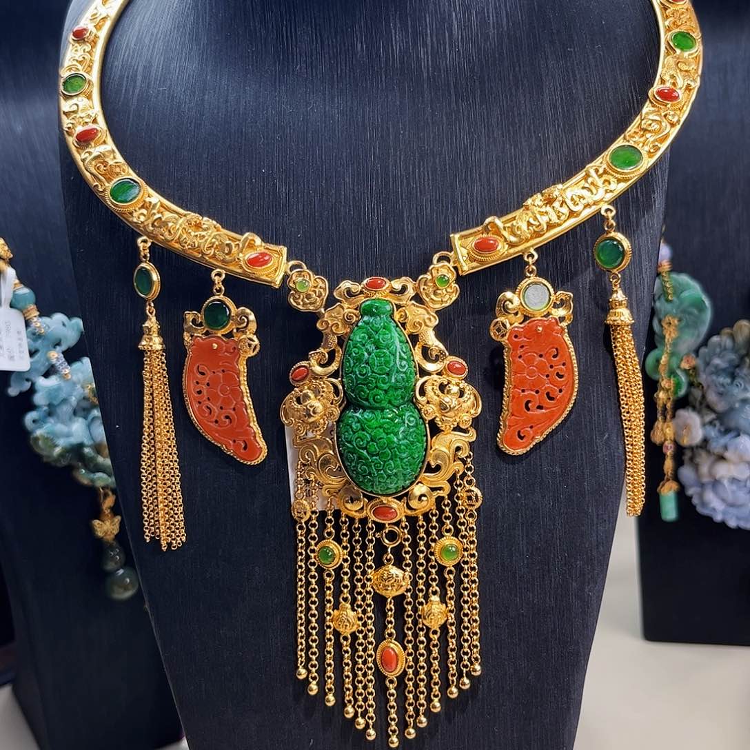 【闪购商品】翡翠吊坠(赠链)银S925镀金镶嵌翡翠