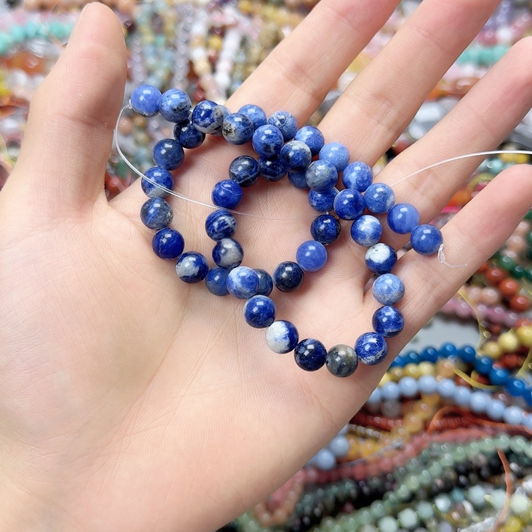 玛瑙/玉髓未镶嵌珠宝半成品卡8蓝纹石一条