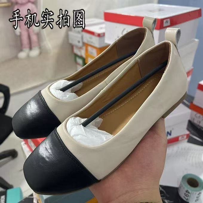 A512真皮平底低跟透气中口拼色女鞋皮鞋软底方头圆头平底鞋
