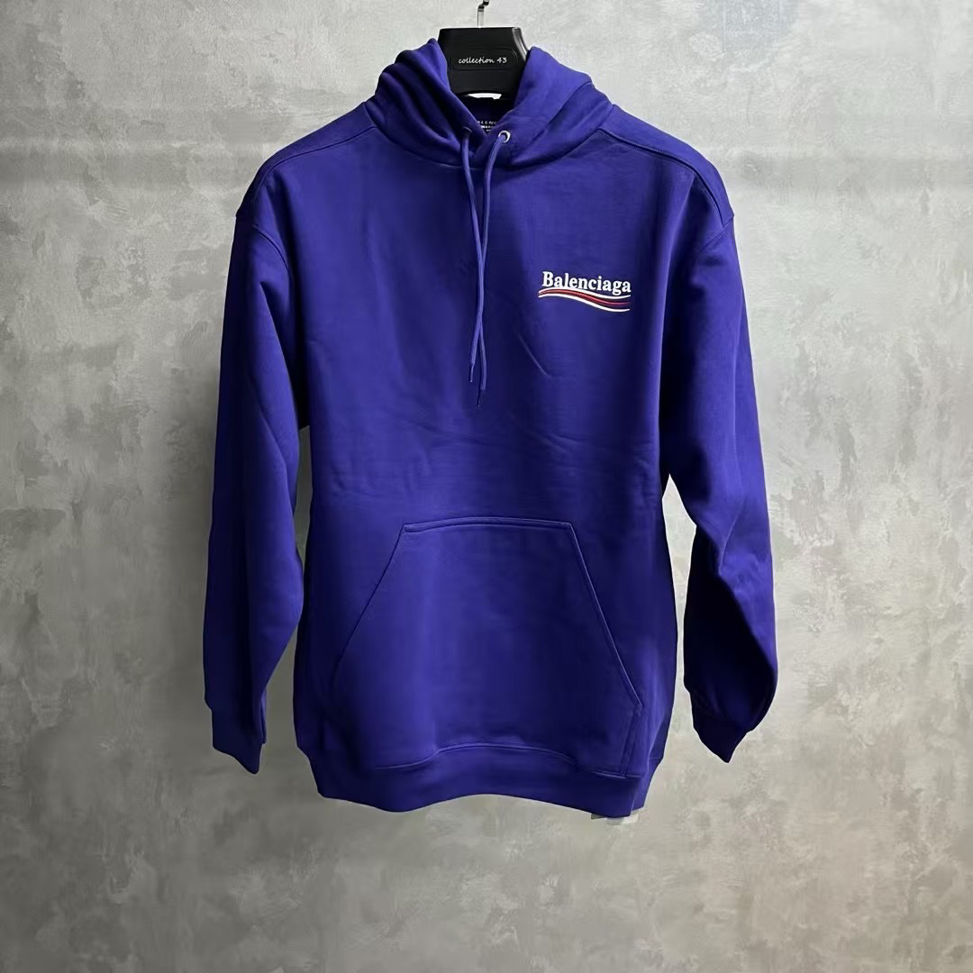 未使用 Balenciaga/巴黎世家 蓝色字母印花刺绣长袖卫衣s/xs/xxs