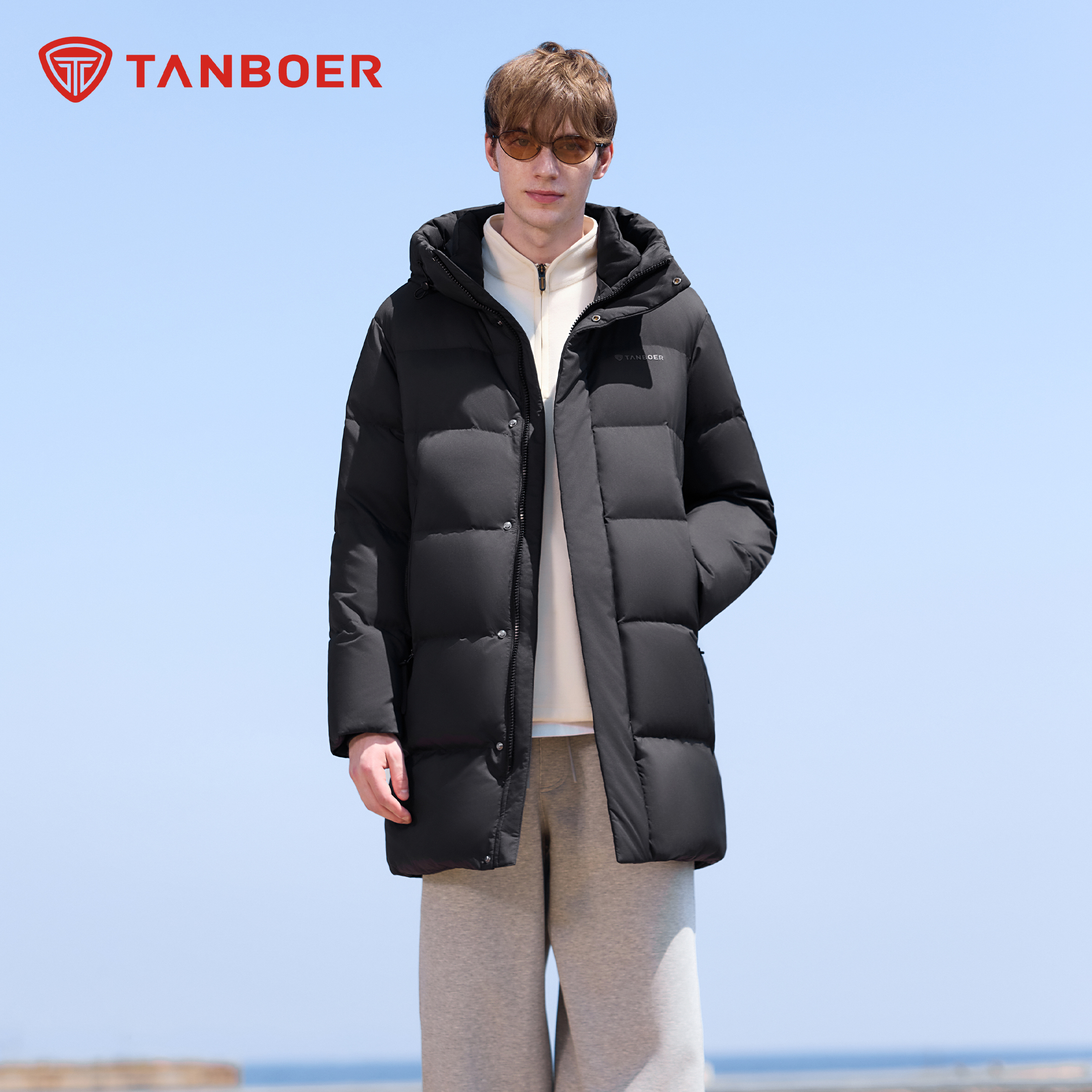 坦博尔25年新款舒适泡芙百搭保暖加厚中长款男款羽绒服外套733Z