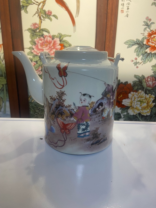 景德镇陶瓷茶壶粉彩春风得意提梁壶茶水茶壶中式怀旧茶壶家居
