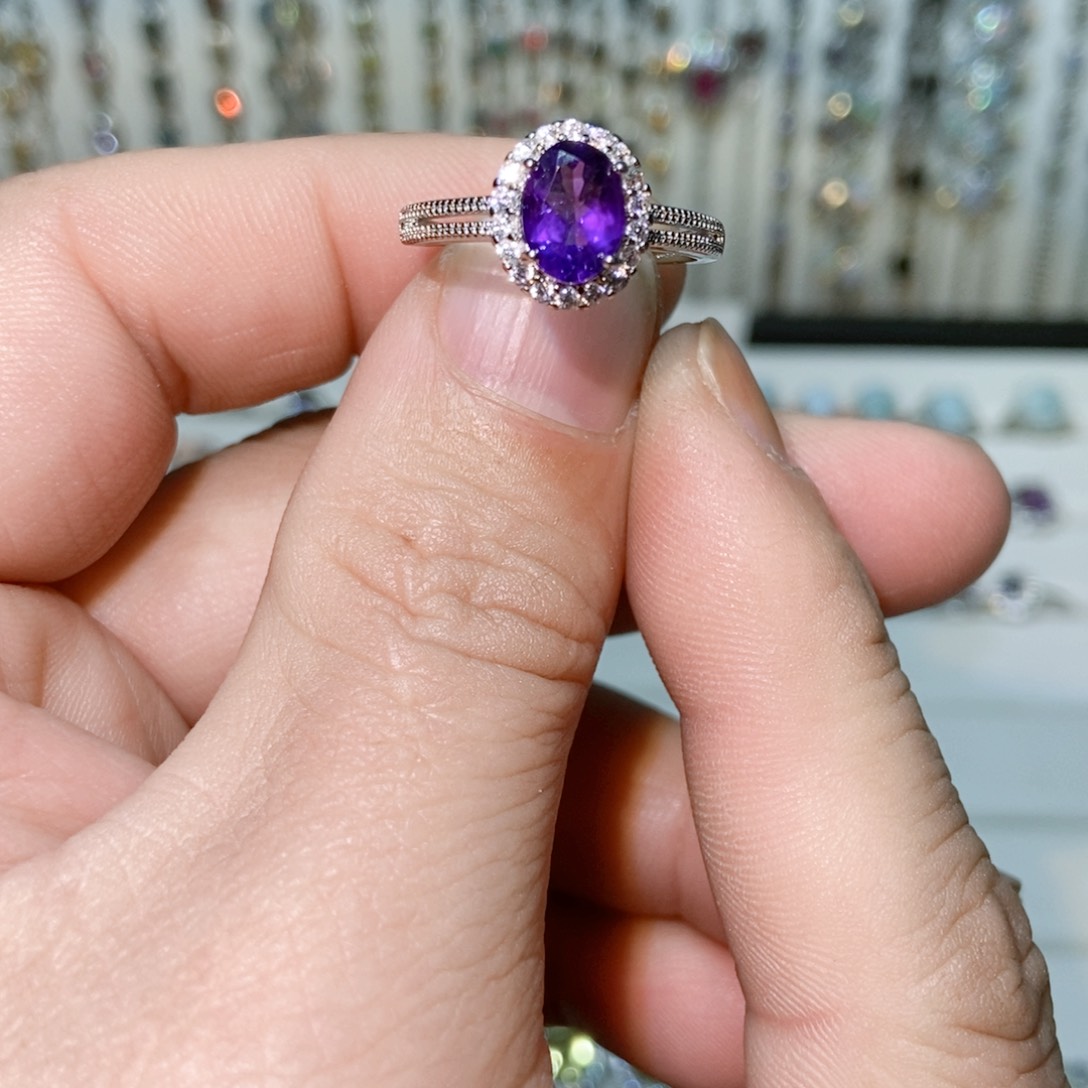 紫晶珠宝半成品银S925镶嵌
