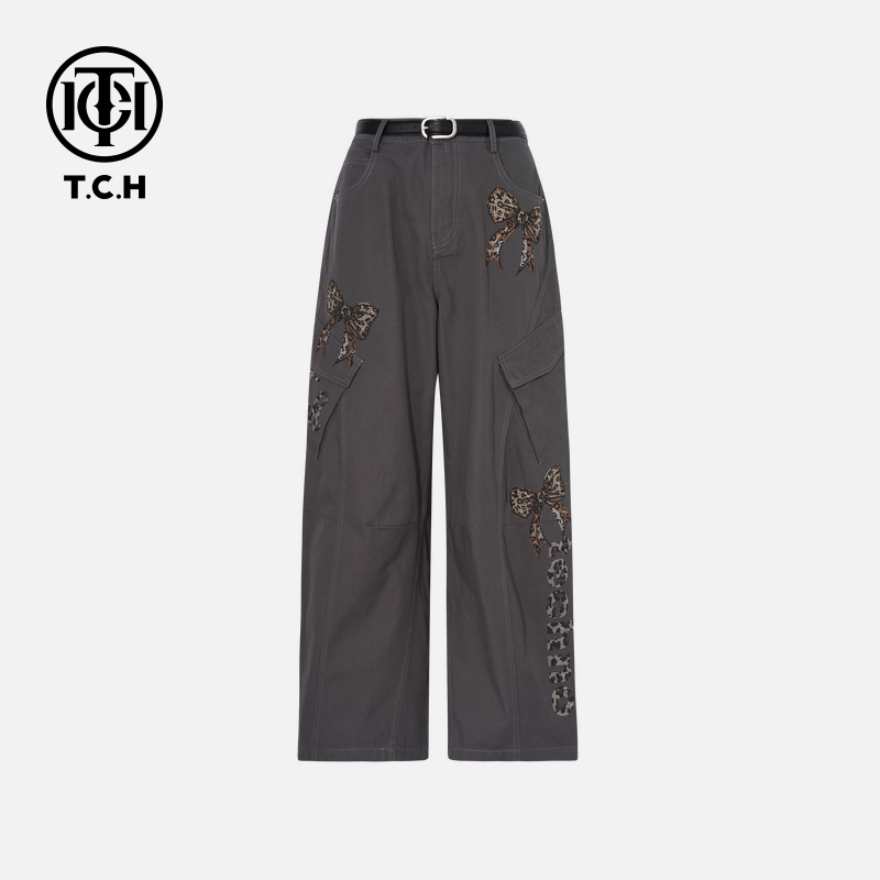 TCH私服烫钻工艺新时尚淑女百搭新潮流长裤女T75C20E5089轻奢tch