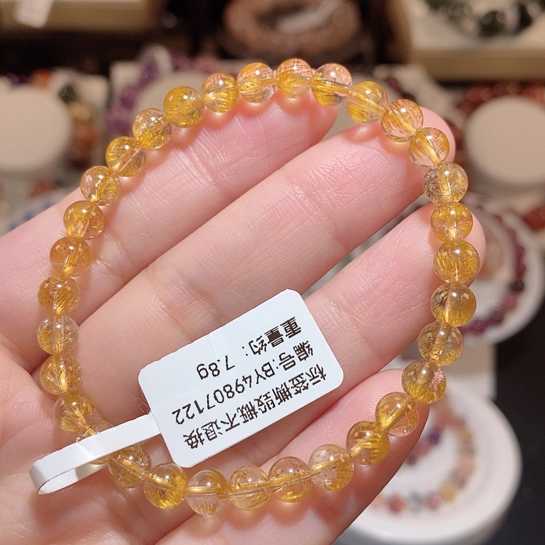 水晶手链未镶嵌F黄金超七5.8