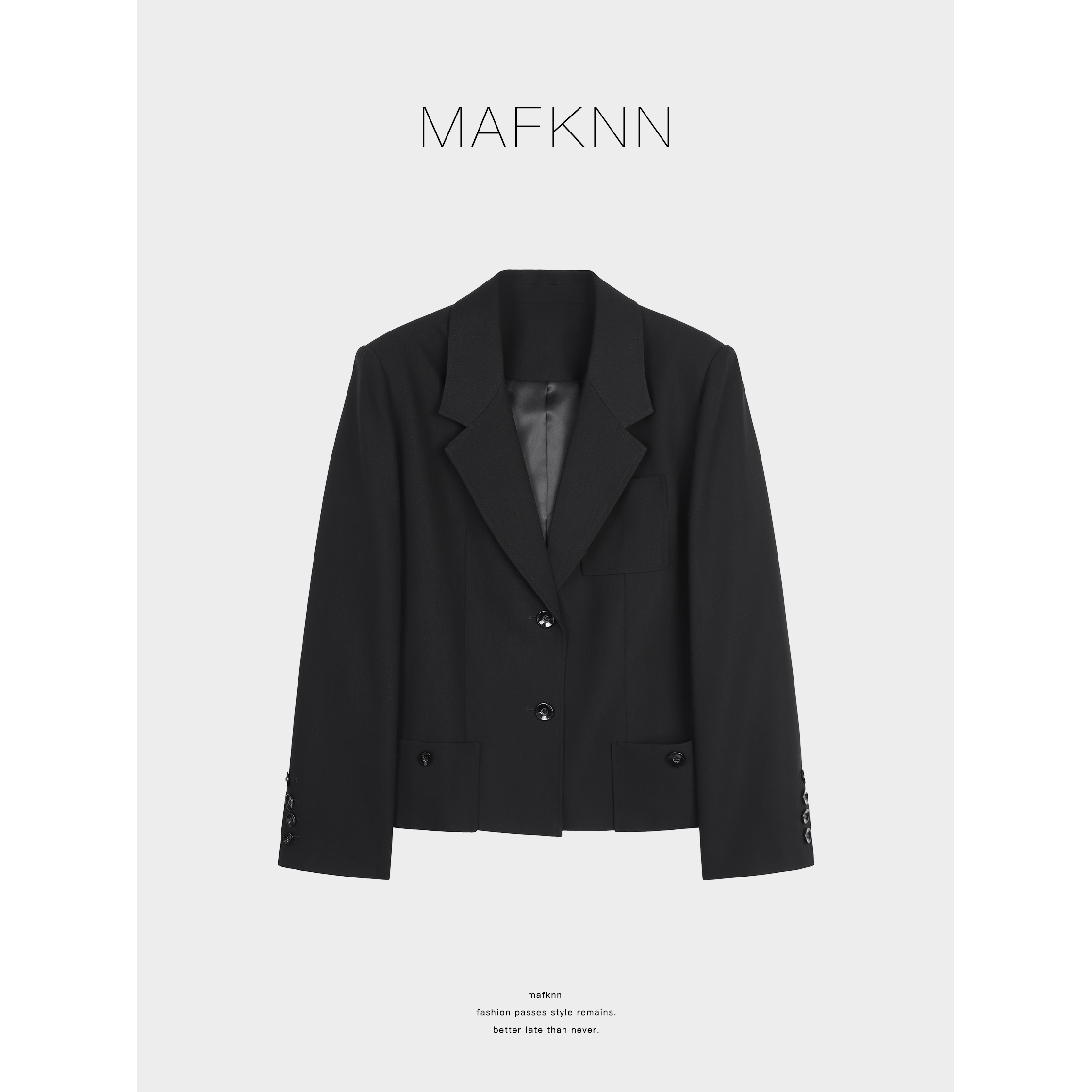 MAFKNN/玛肯时尚休闲简约纯色百搭纽扣西装外套MK13108