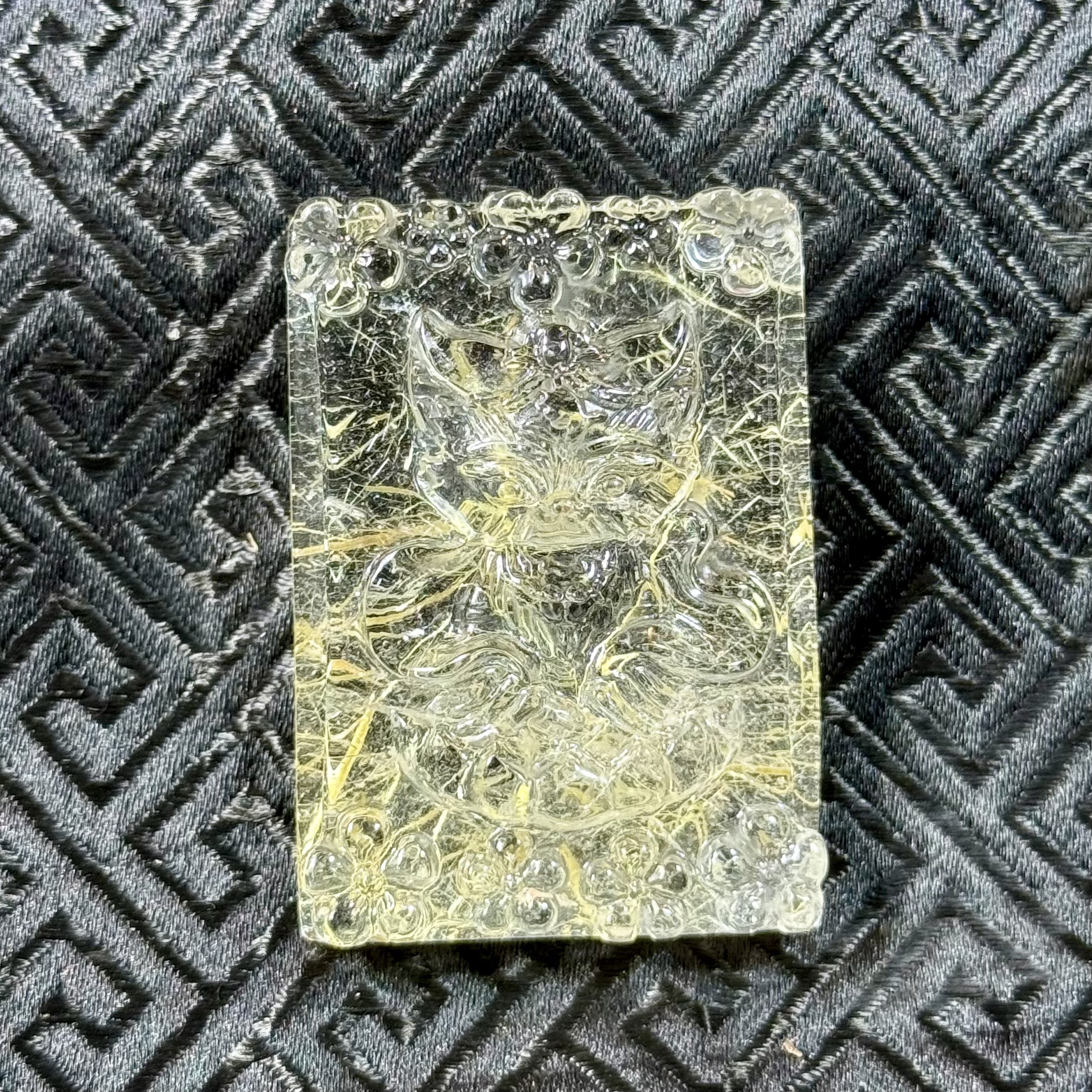 天然水晶纯手工雕刻钛晶九尾狐吊坠时尚百搭女饰品