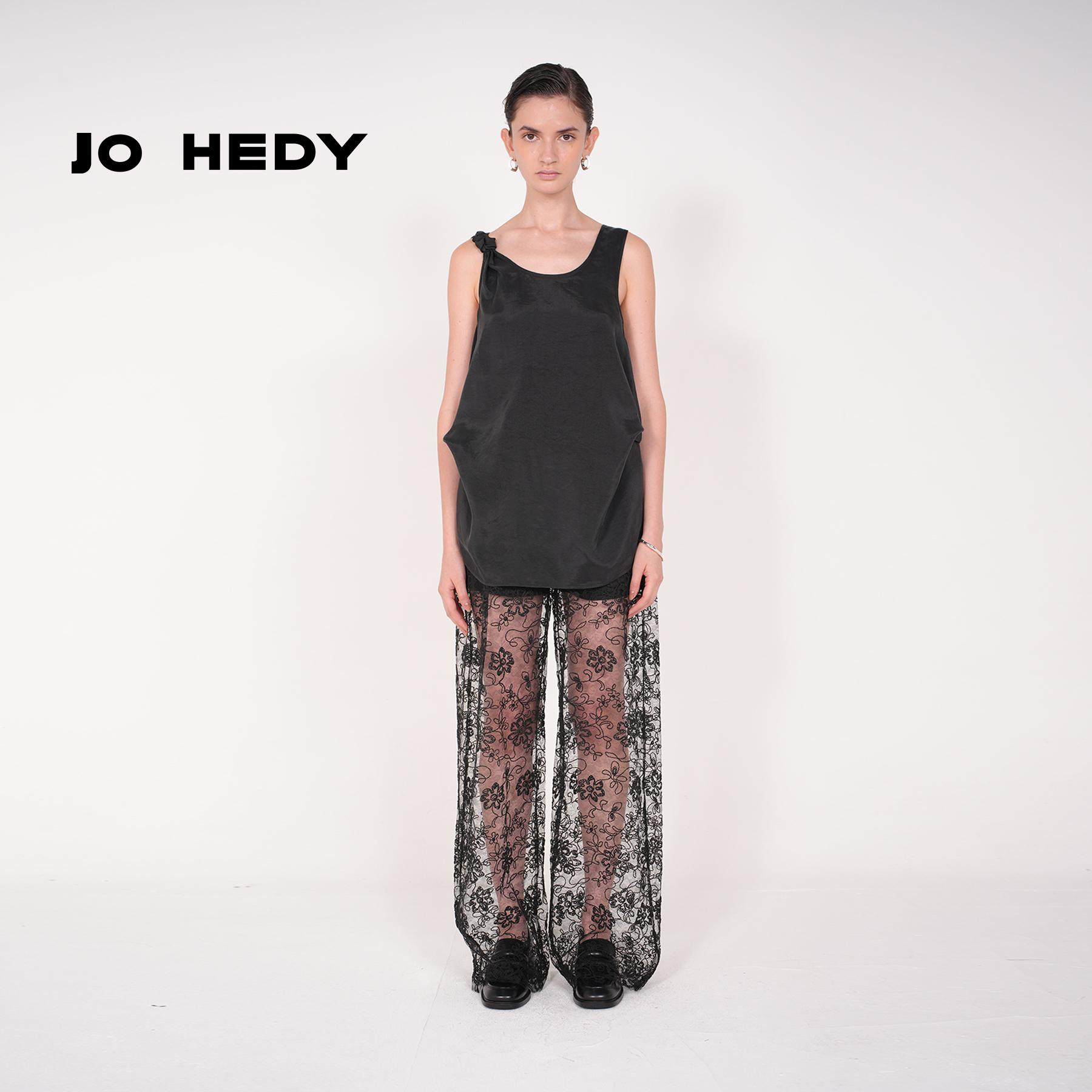 Jo Hedy女士气质宽松褶饰无袖简约百搭设计师品牌背心吊带