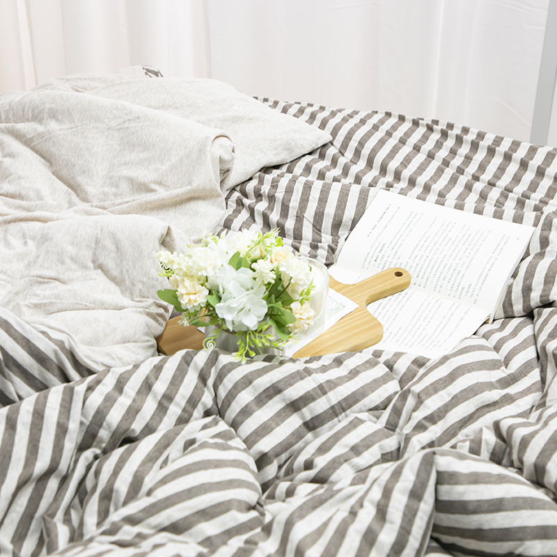 [外贸仓清货]简约条纹天竺棉被套针织棉纯棉双人学生被罩单双人