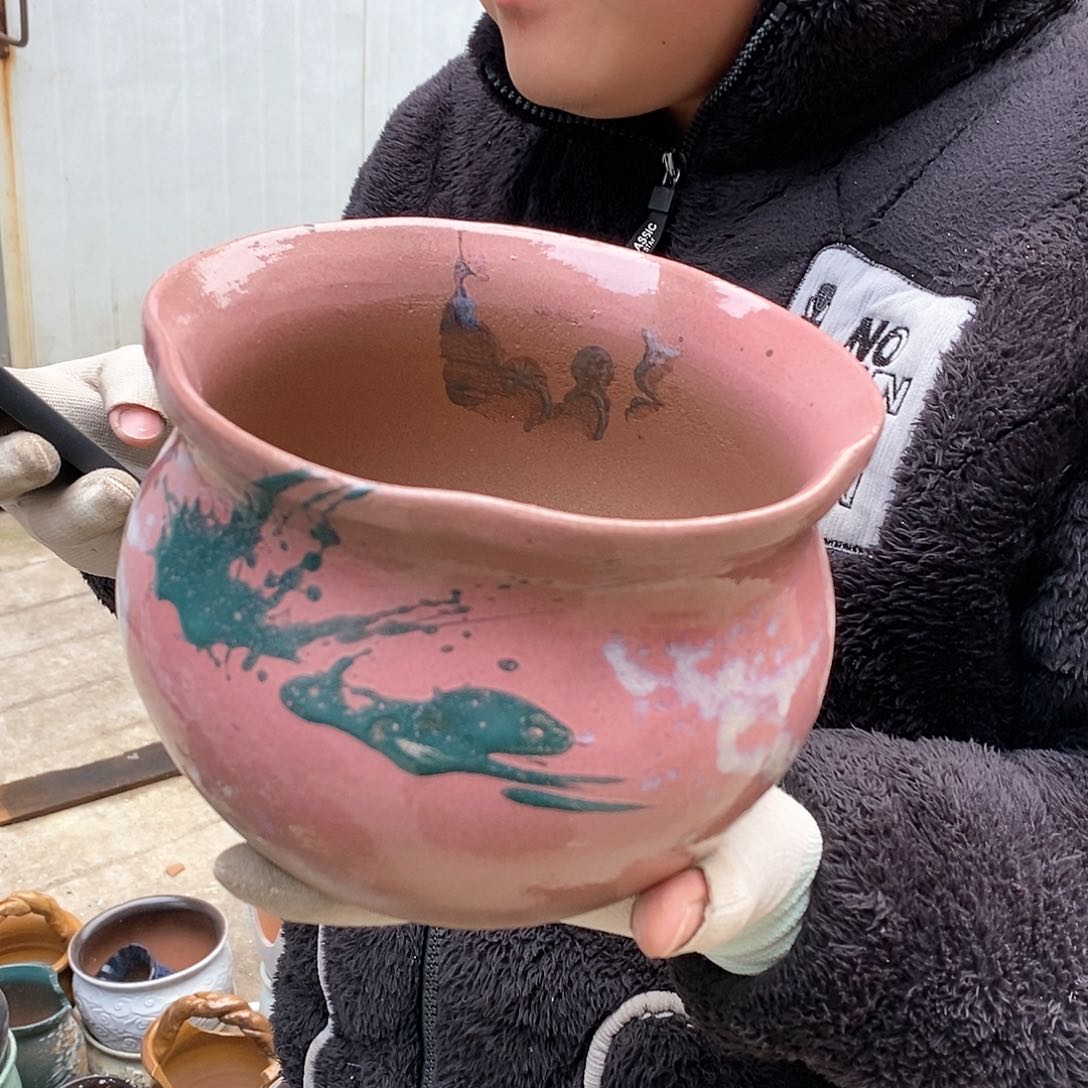 紫砂花盆瑕疵口18高12