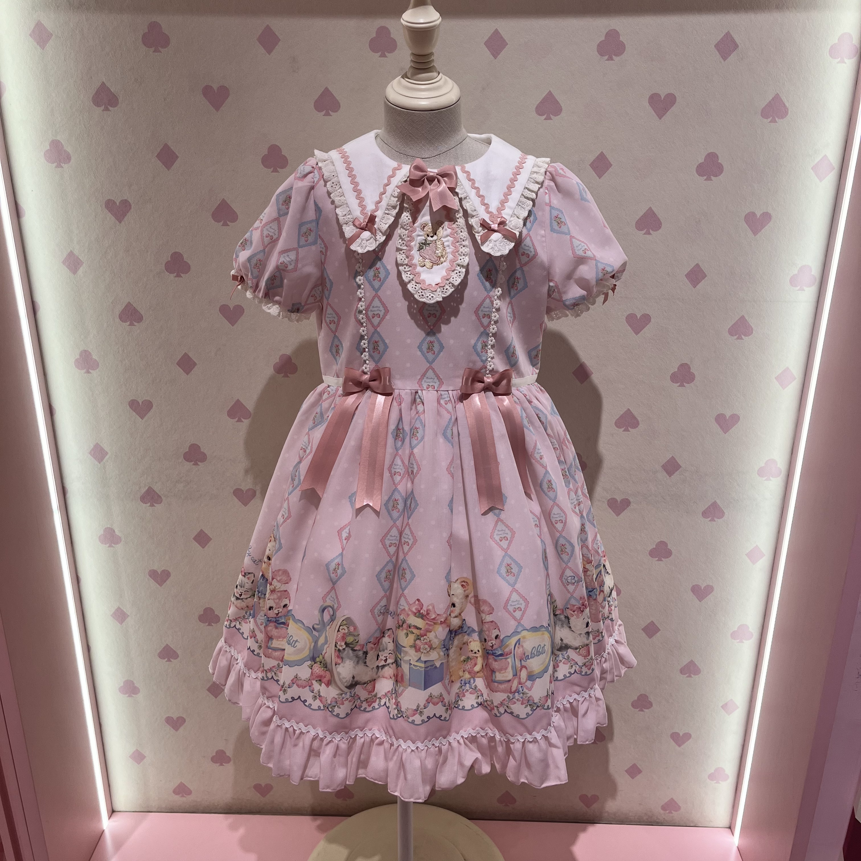 仲夏物语Lolita草莓猫童装短袖OP