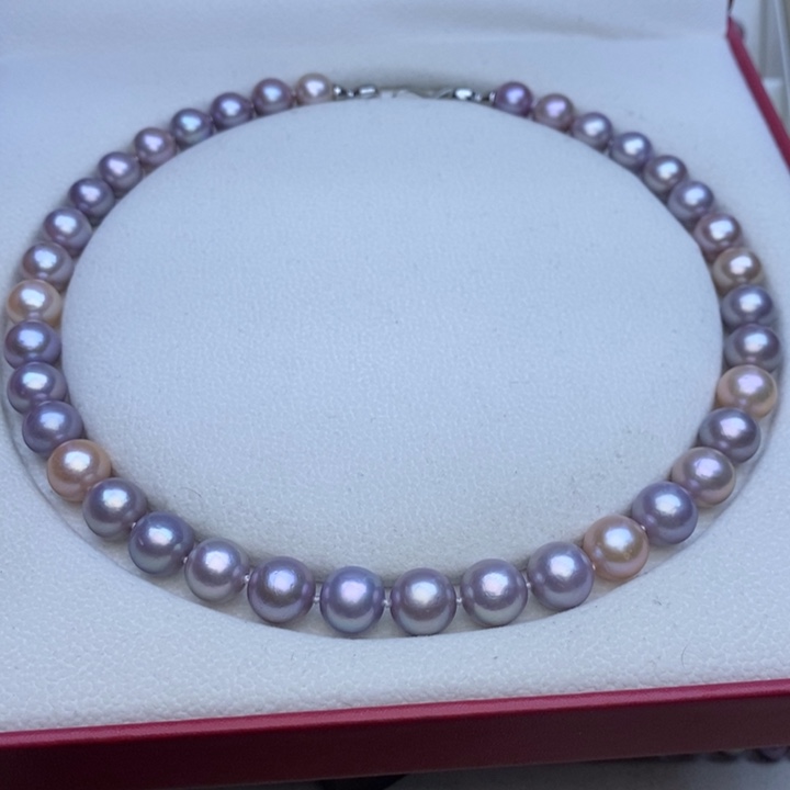 淡水珍珠项链未镶嵌10-11m香芋紫 混彩