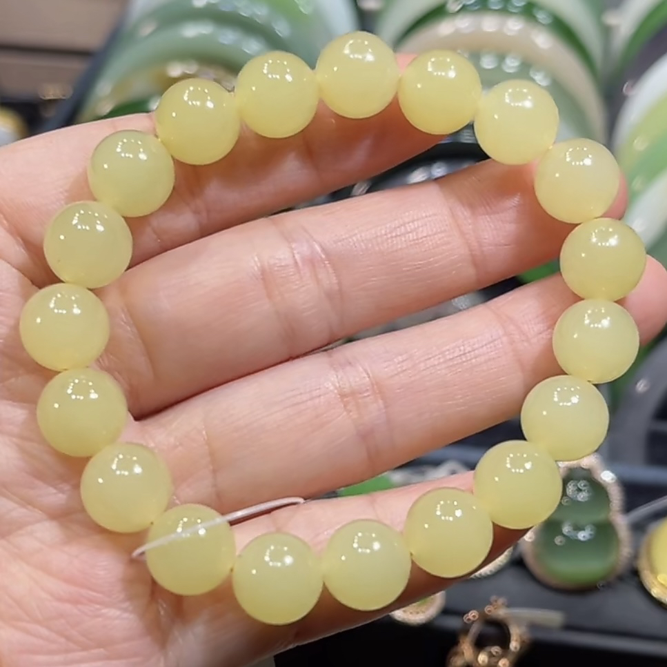 和田玉新疆若羌黄口手串10mm