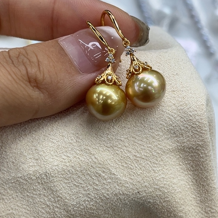 银S925镶嵌耳饰海水珍珠10-11