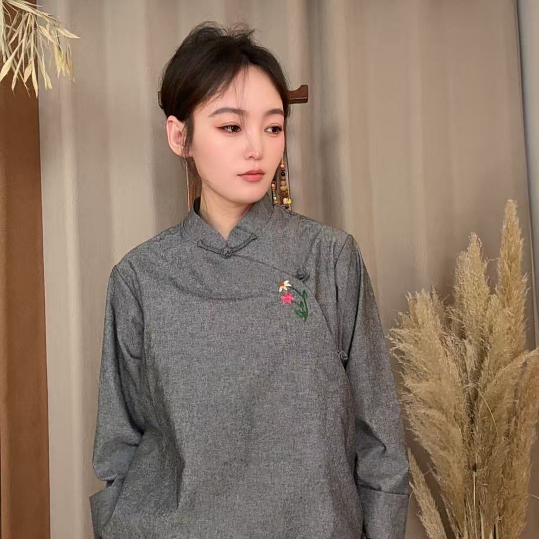 [理]草本棉麻手工苏绣新中式国风非遗手工盘扣上衣25C006