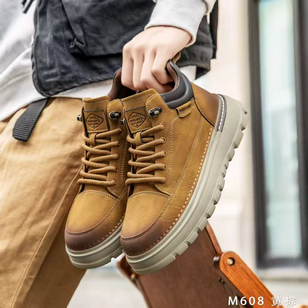 秋冬新款皮面高帮休闲马丁靴2025防水耐磨轻便舒适潮鞋M608