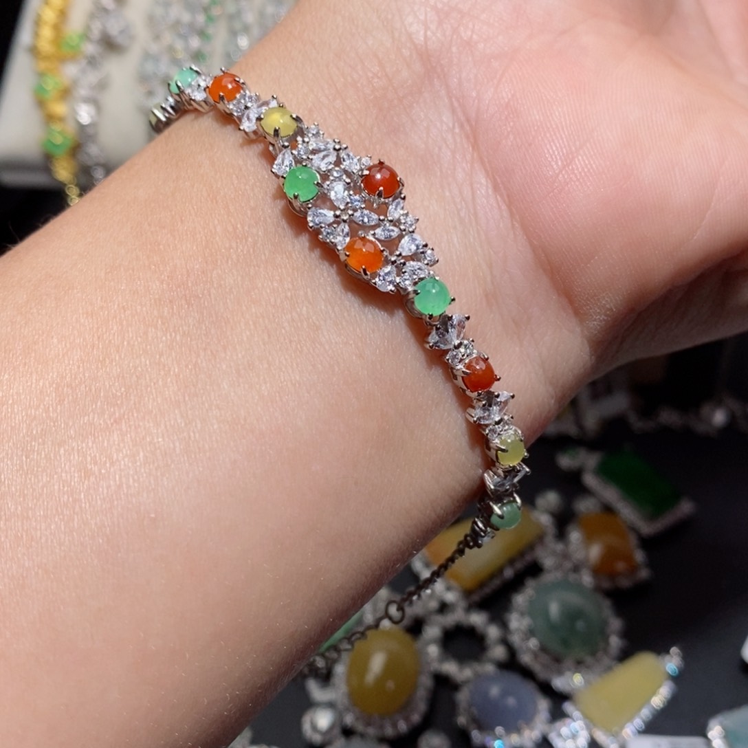 翡翠手链银S925镶嵌j j j k