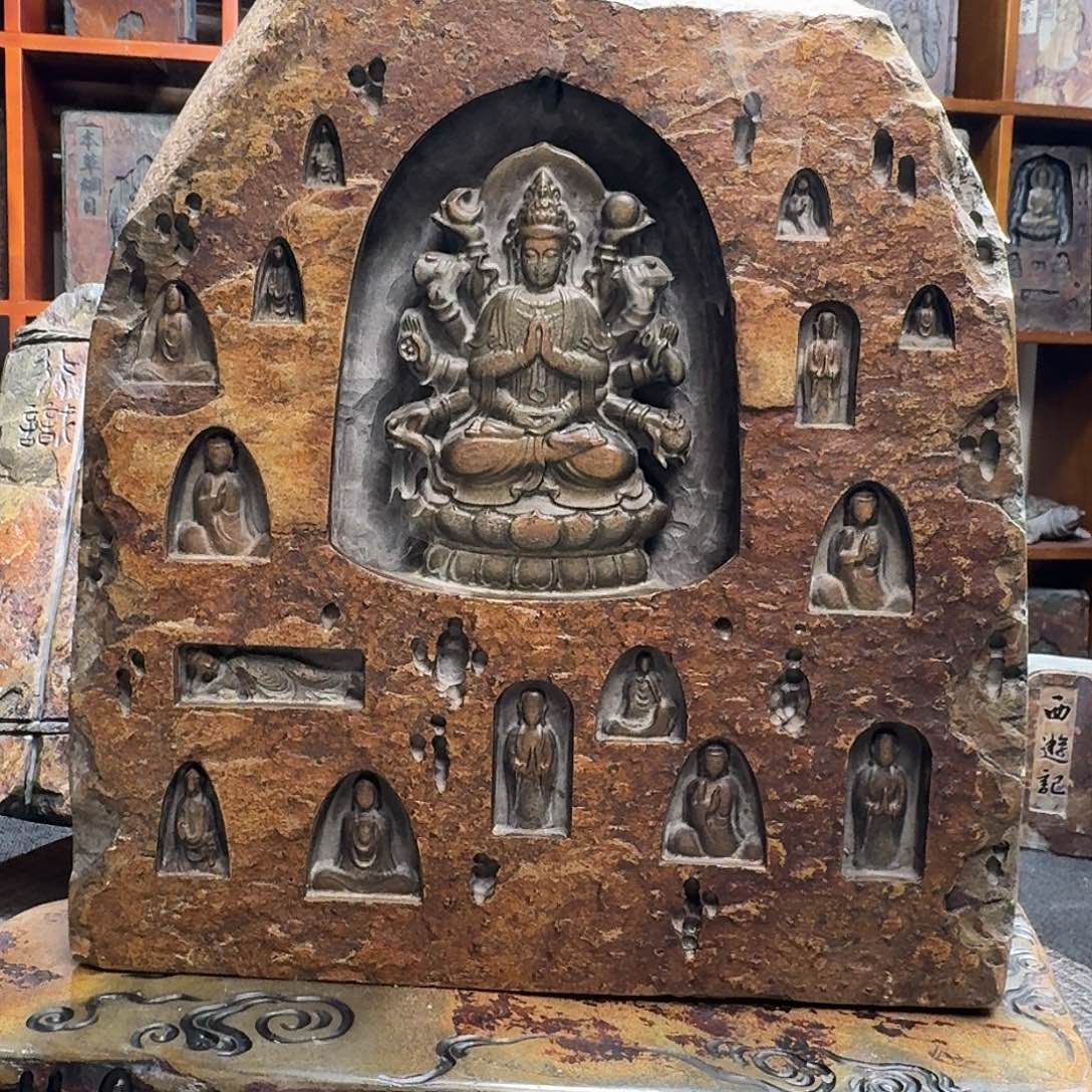 歙砚石刻倒流香摆件