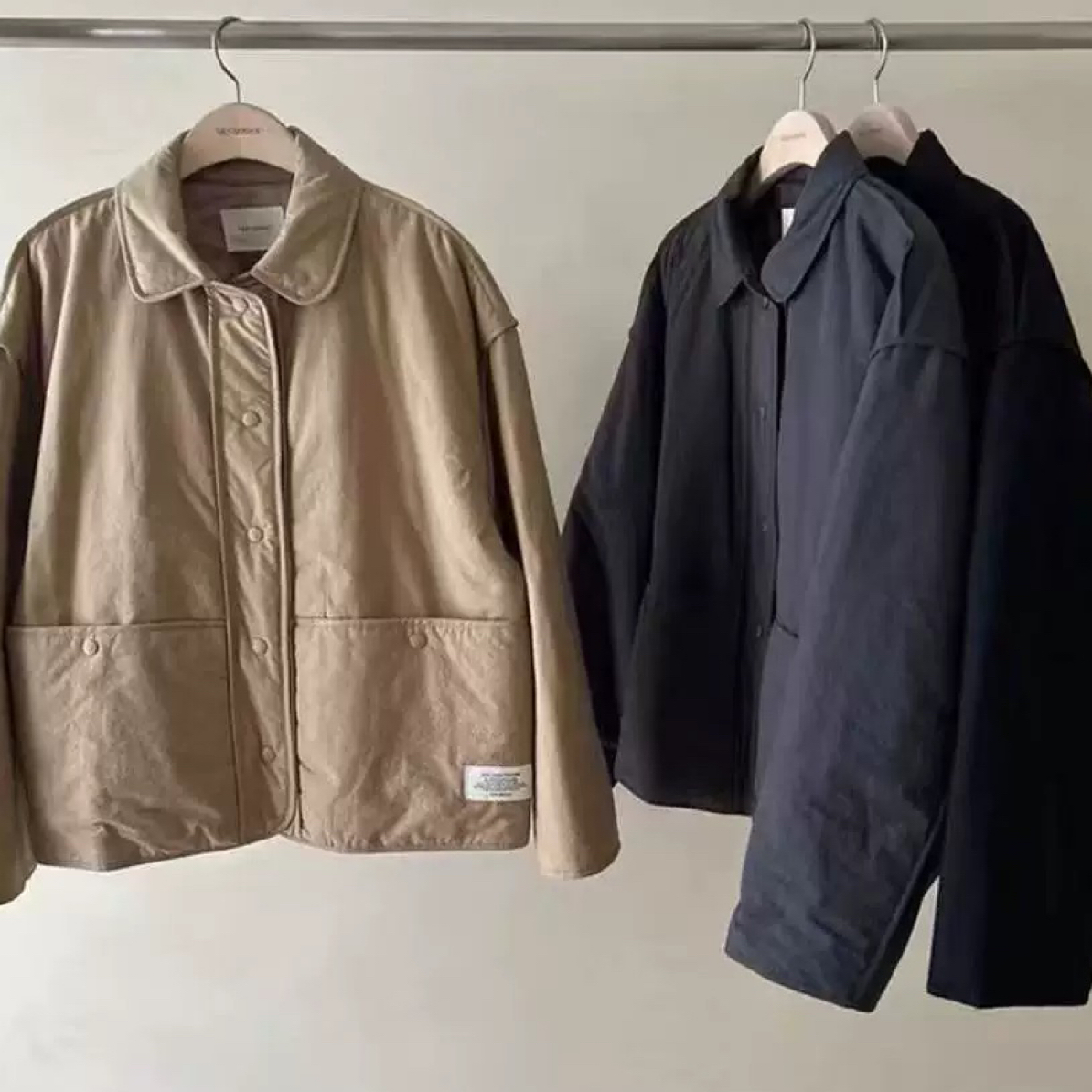 韩国东大门self service翻领大口袋工装风棉服外套