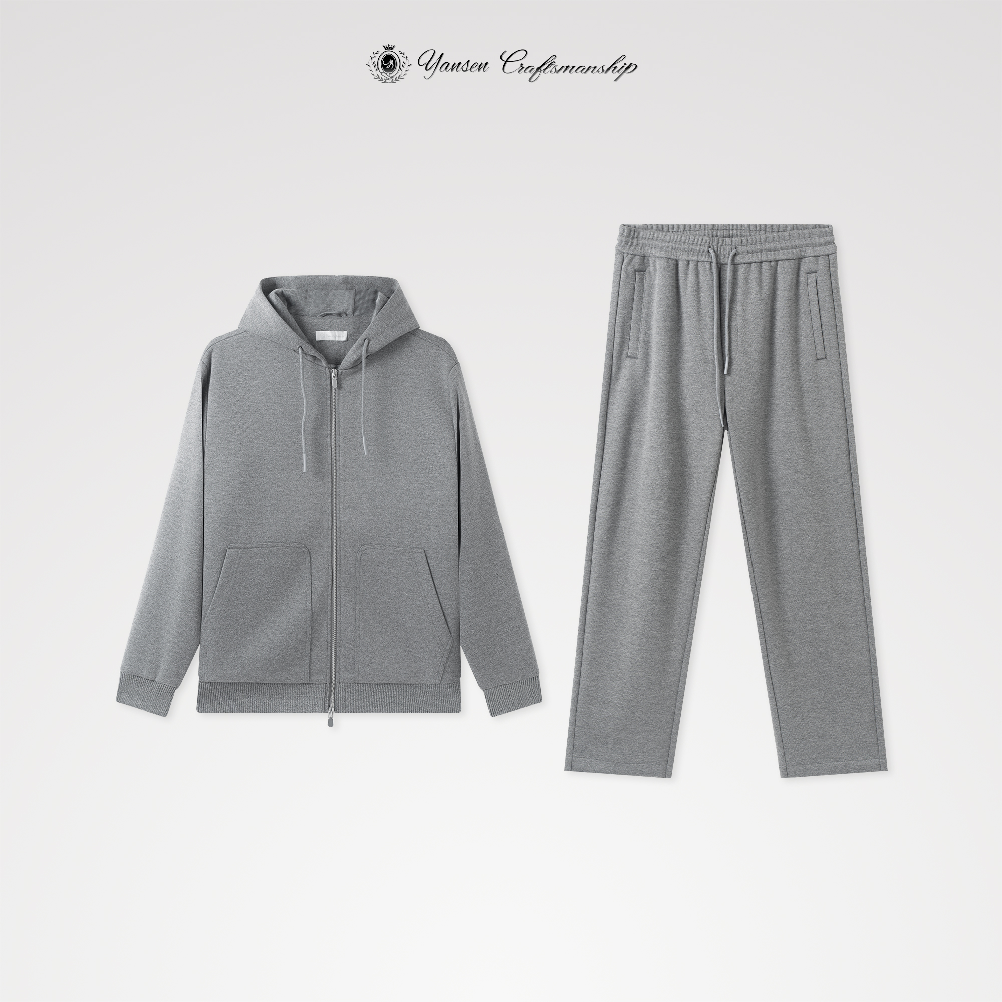 定纺纱线 极简百搭 立领长袖拉链针织外套套装 YSG1601