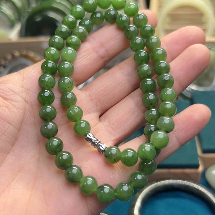 和田玉颈饰未镶嵌碧玉妈妈链卡8