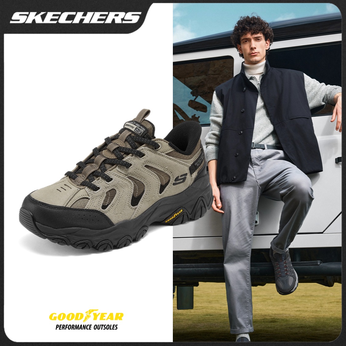 【明星同款】斯凯奇新款户外鞋男舒适通勤鞋减震运动鞋237438