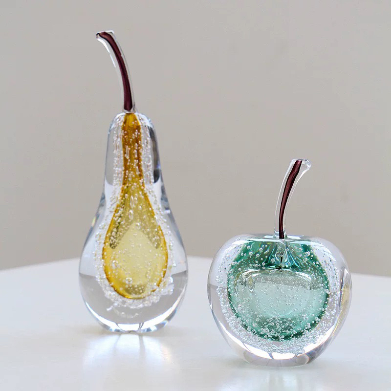 轻奢艺术水晶琉璃苹果摆件现代客厅酒柜玄关装饰品乔迁新居礼品