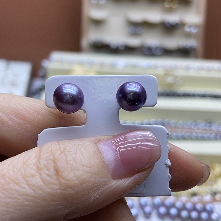 银S925镶嵌淡水珍珠耳饰