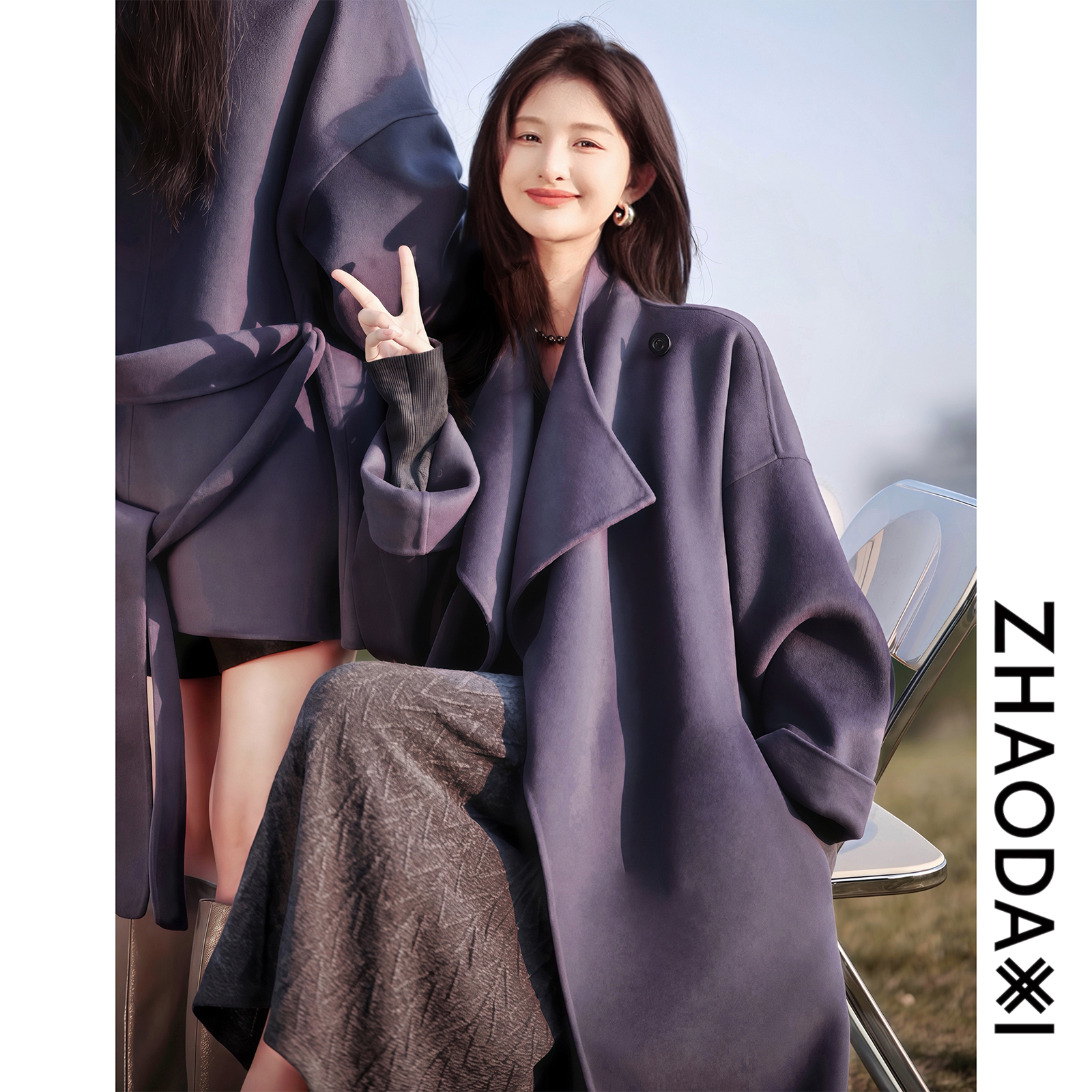 【赵大喜】星空暗夜紫大衣2.0 | 100绵羊毛双面呢大衣