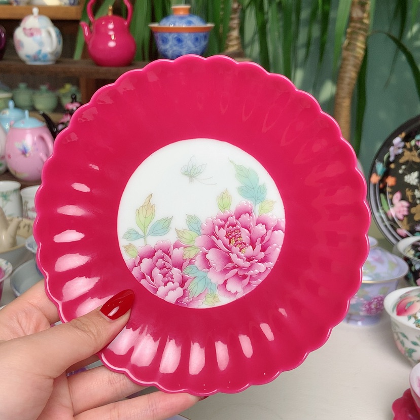 【闪购商品】胭脂红双面牡丹珐琅彩