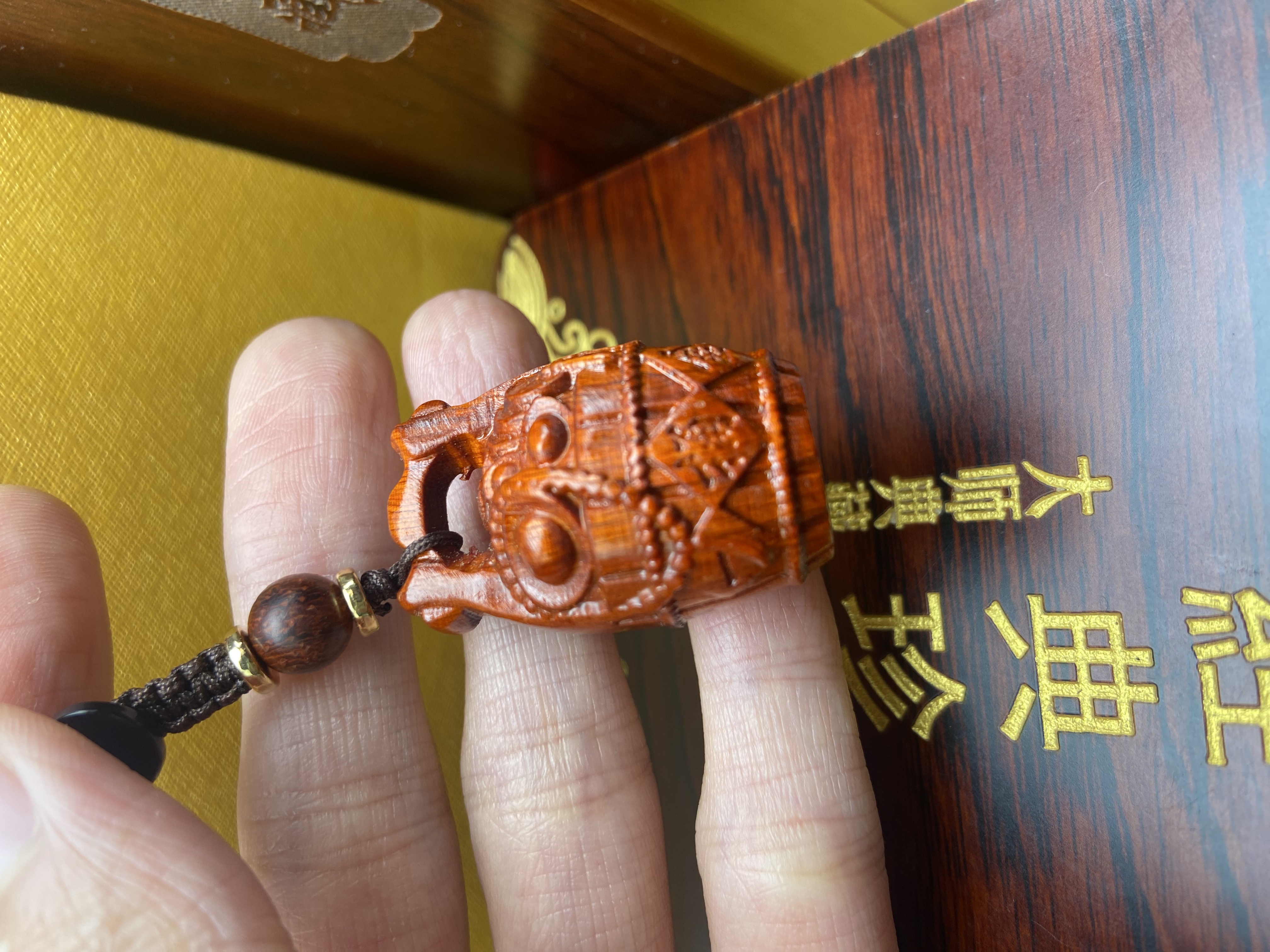 小叶紫檀吊坠挂件【一桶天下】檀香紫檀手把件经典时尚