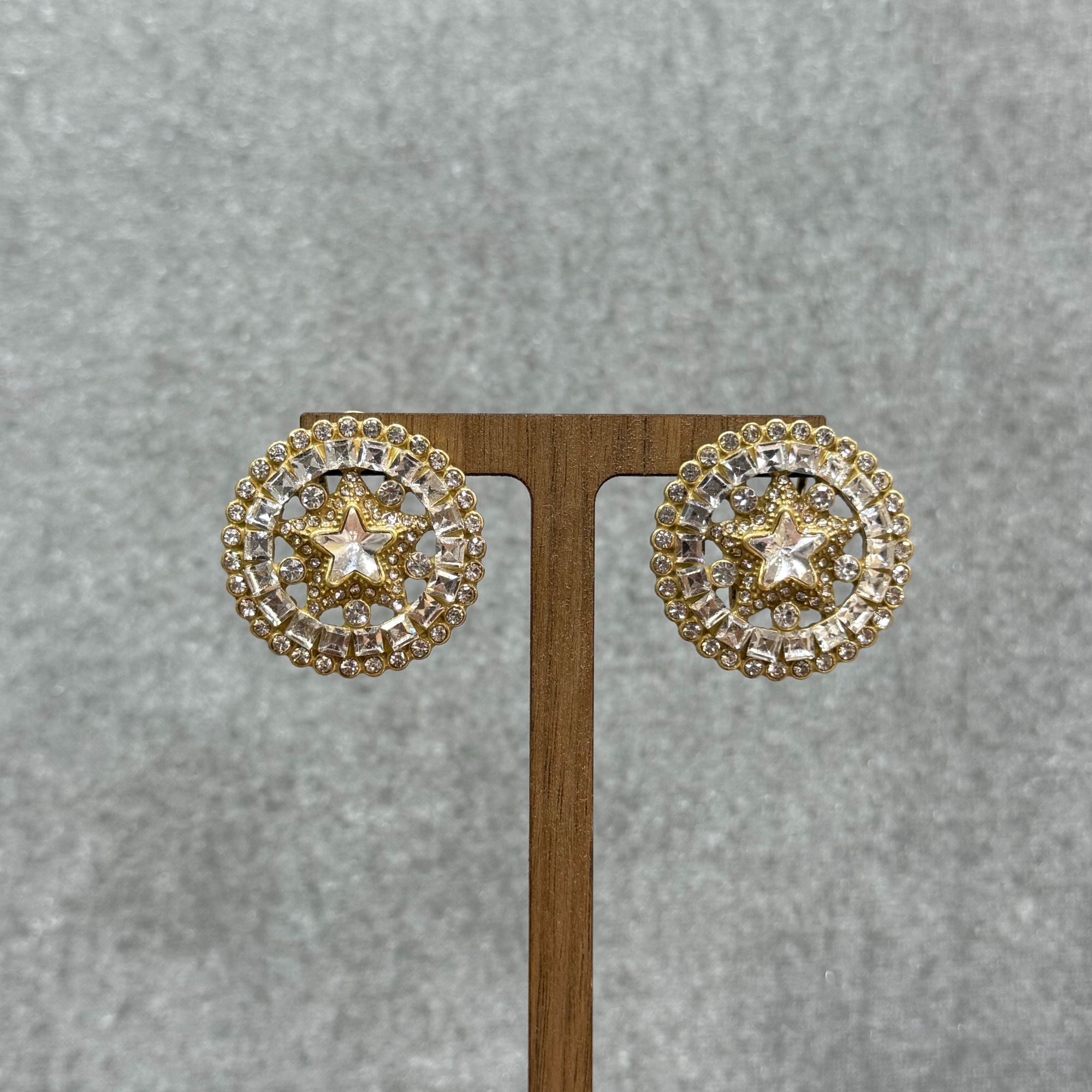 铜合金耳饰 女耳钉简约时尚百搭气质镶嵌森系星星耳饰【集恩】