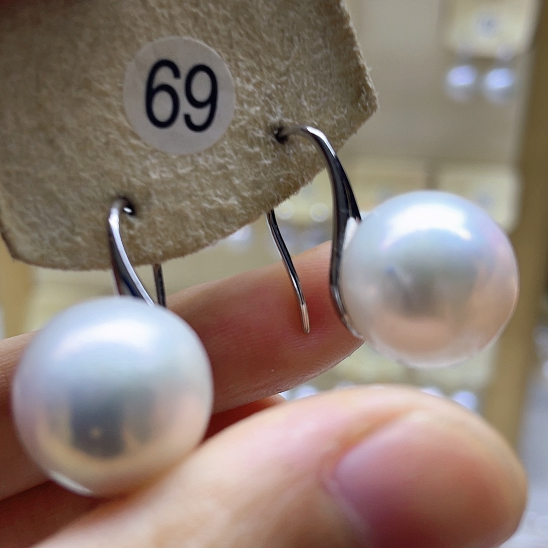 银S925镶嵌耳饰淡水珍珠