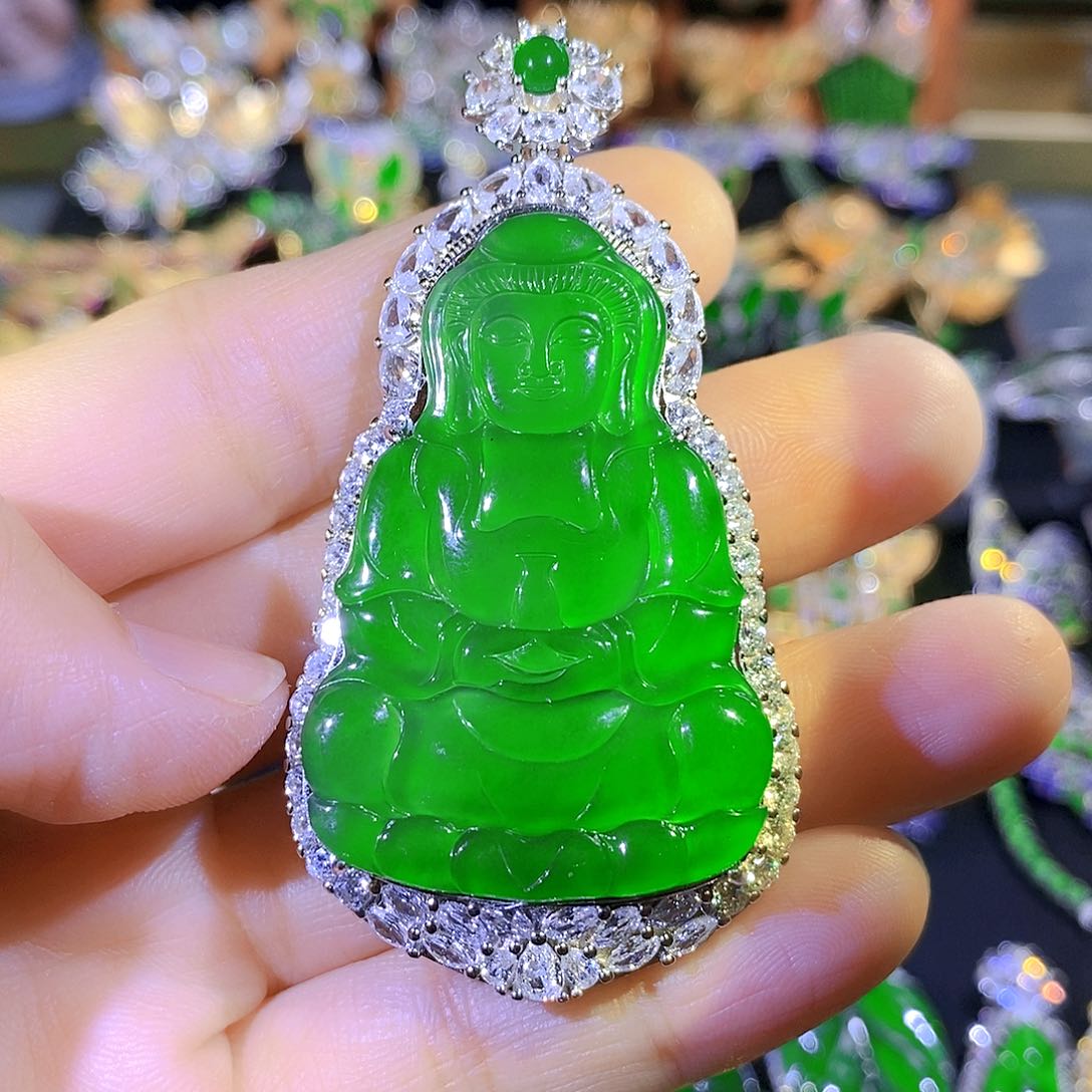 吊坠(不含链)银S925镶嵌翡翠宇*