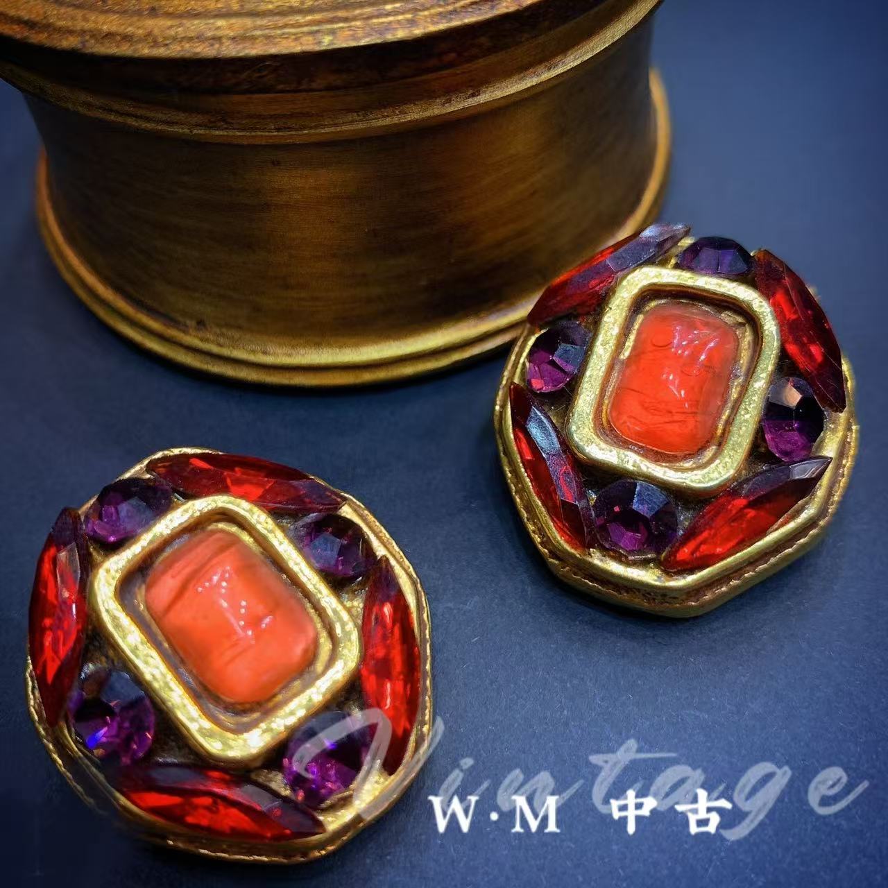 铜合金耳饰 W·M中古-vintage（法）法产耳夹kalinger