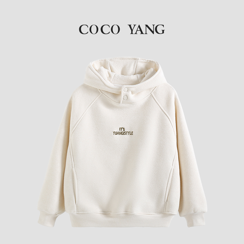 秋冬大女童加绒卫衣大童休闲时尚百搭套头连帽长袖-YHW193