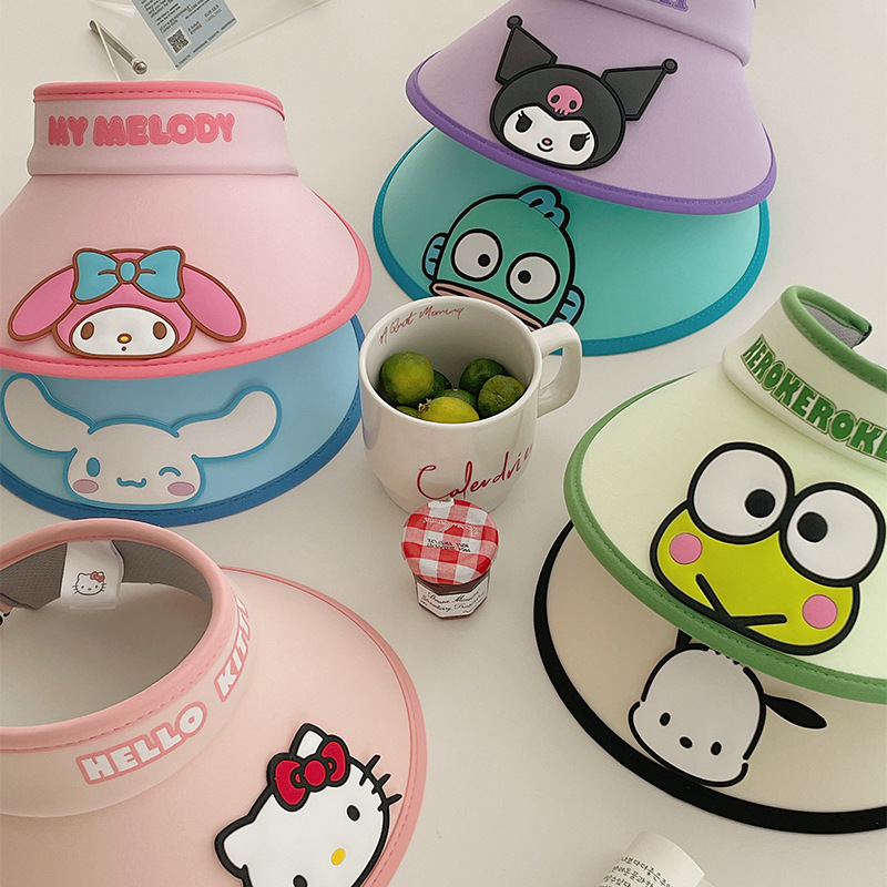 三丽鸥正版夏季儿童空顶帽硅胶凯蒂猫Hello Kitty防紫外线帽子