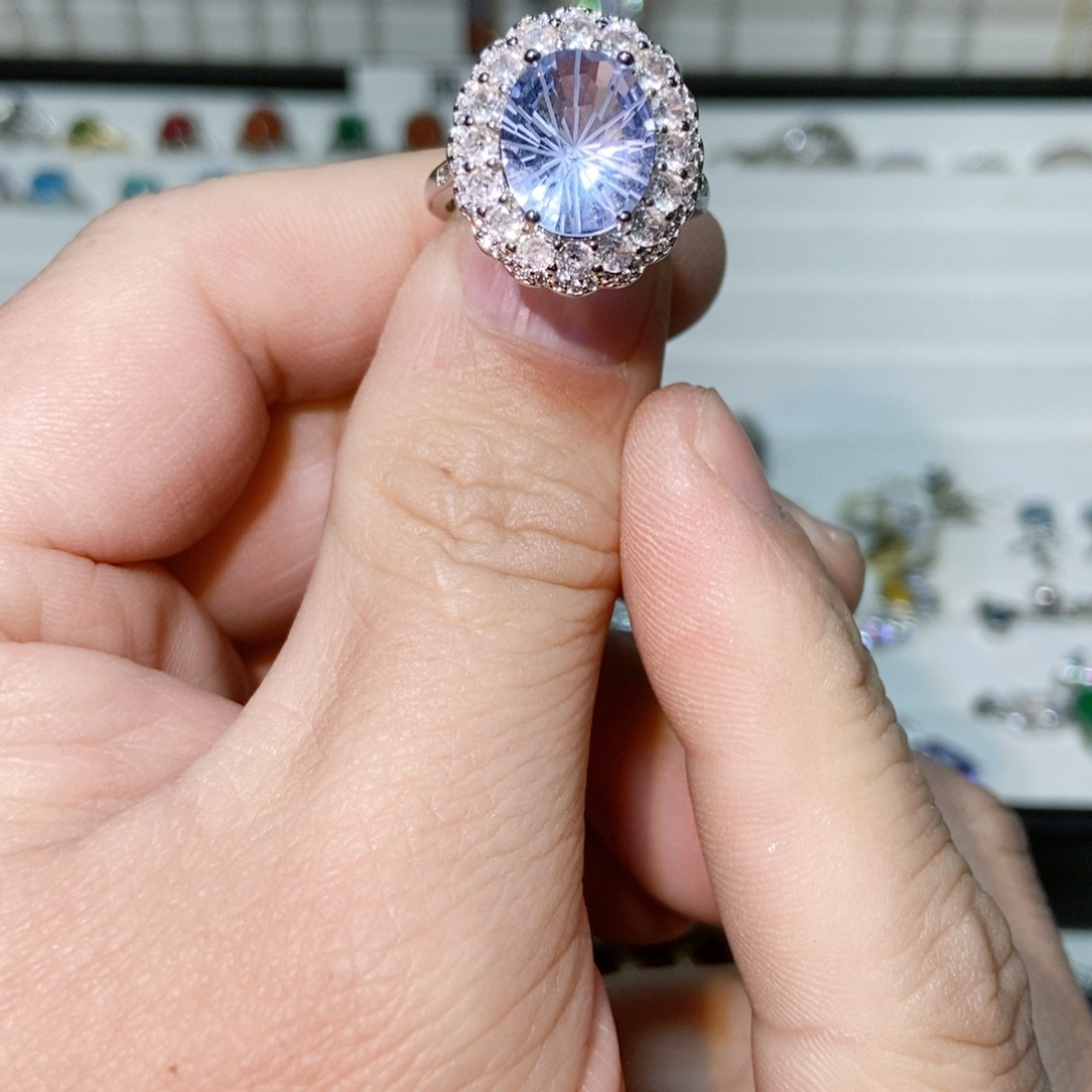 绿水晶戒指银S925镶嵌