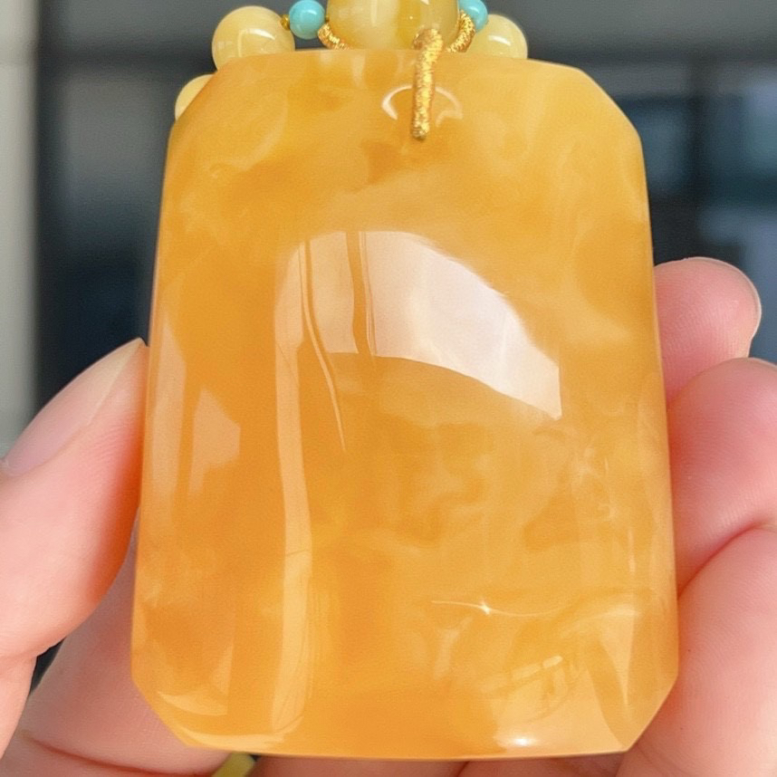 天然原矿鸡油黄妖花无事牌百搭时尚经典大气精美复古