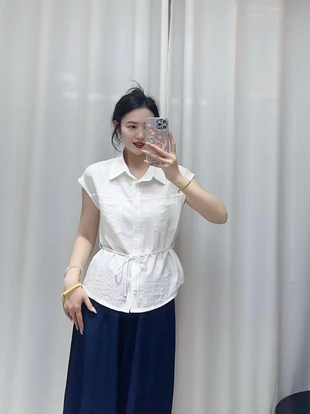 韩系设计感翻领短袖衬衫（15）