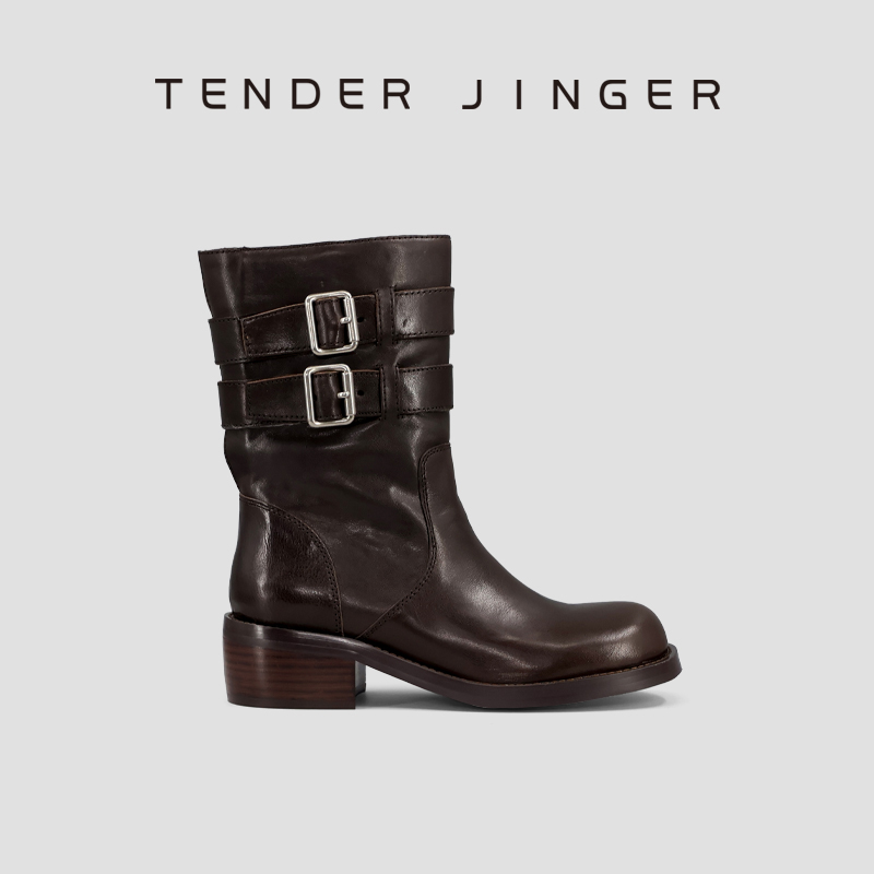 Tender Jinger｜线下专供 2025新款油腊牛皮中筒靴 ZS1023