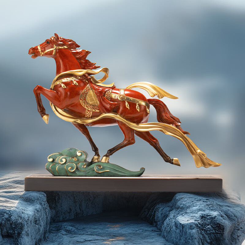 朱炳仁铜 平步青云 客厅书房办公桌桌面生效马摆件铜工艺品艺术礼