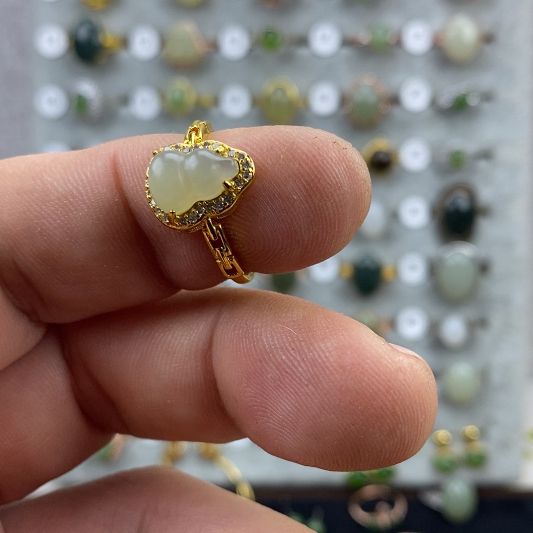 和田玉（青白玉）合金戒指