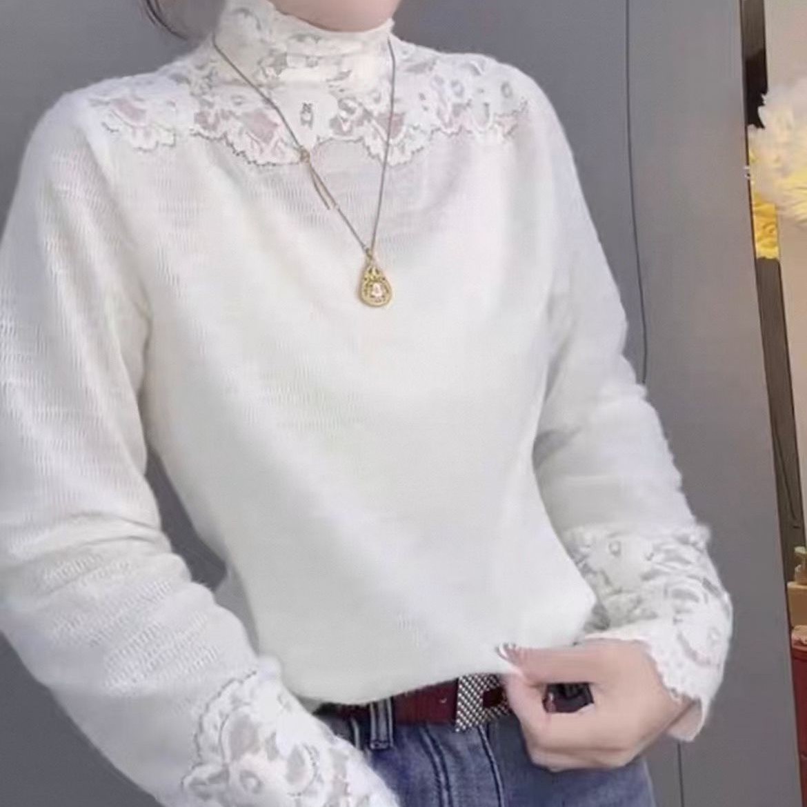 7076   欧货小衫   蕾丝款