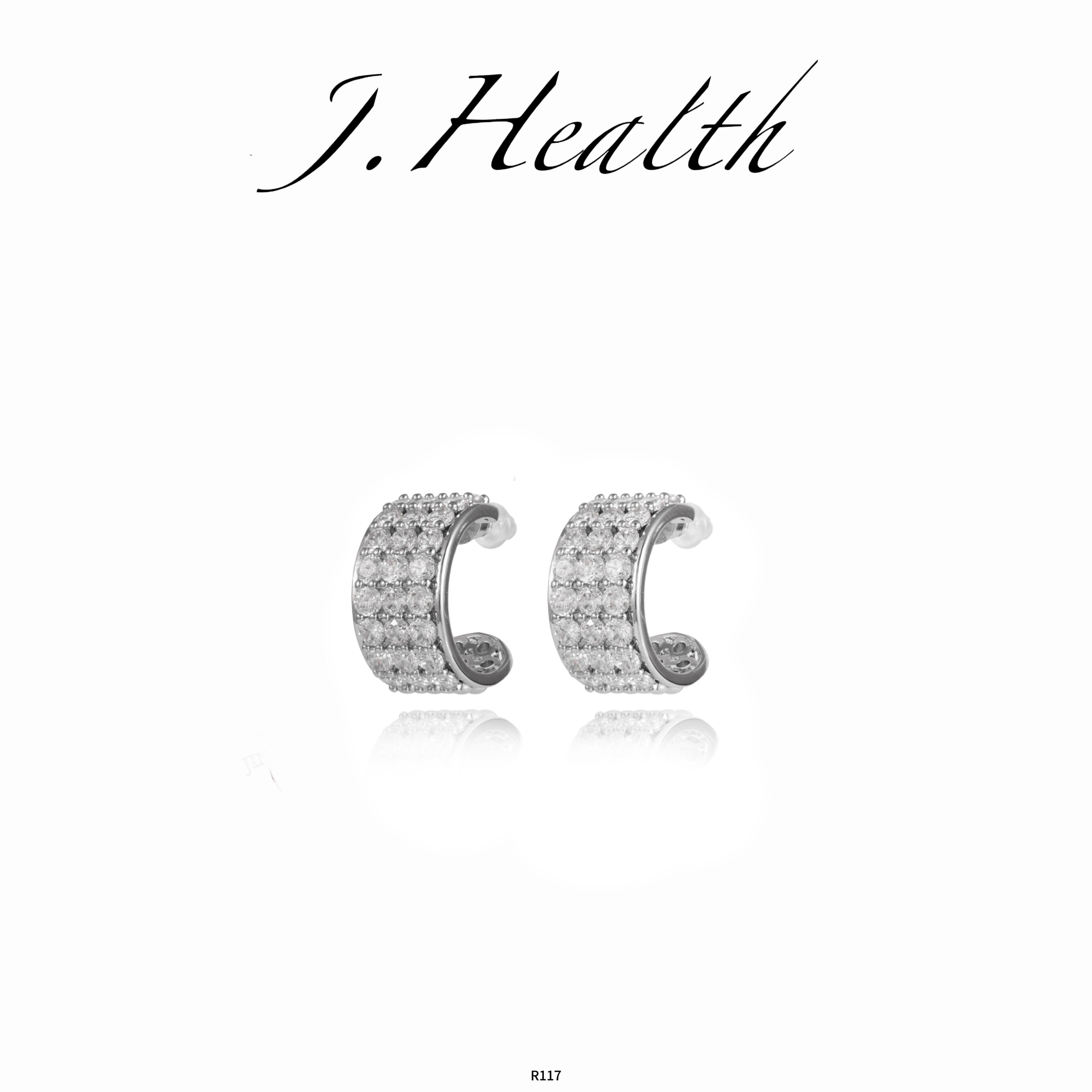925银耳饰 J.Health【琉光灵境】轻奢超闪大C形高级感锆石耳饰R117