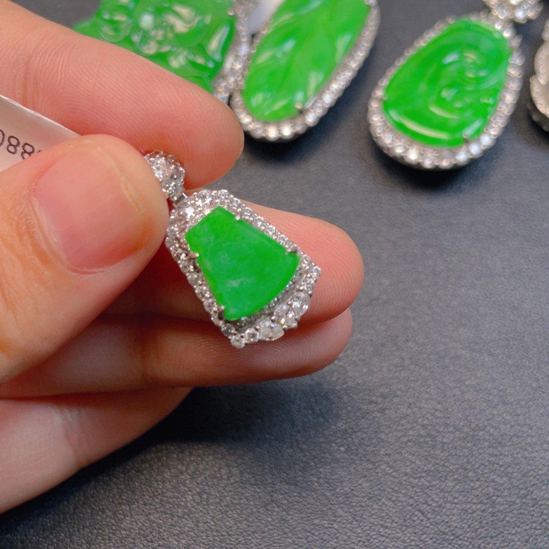 翡翠银S925镶嵌吊坠(不含链)