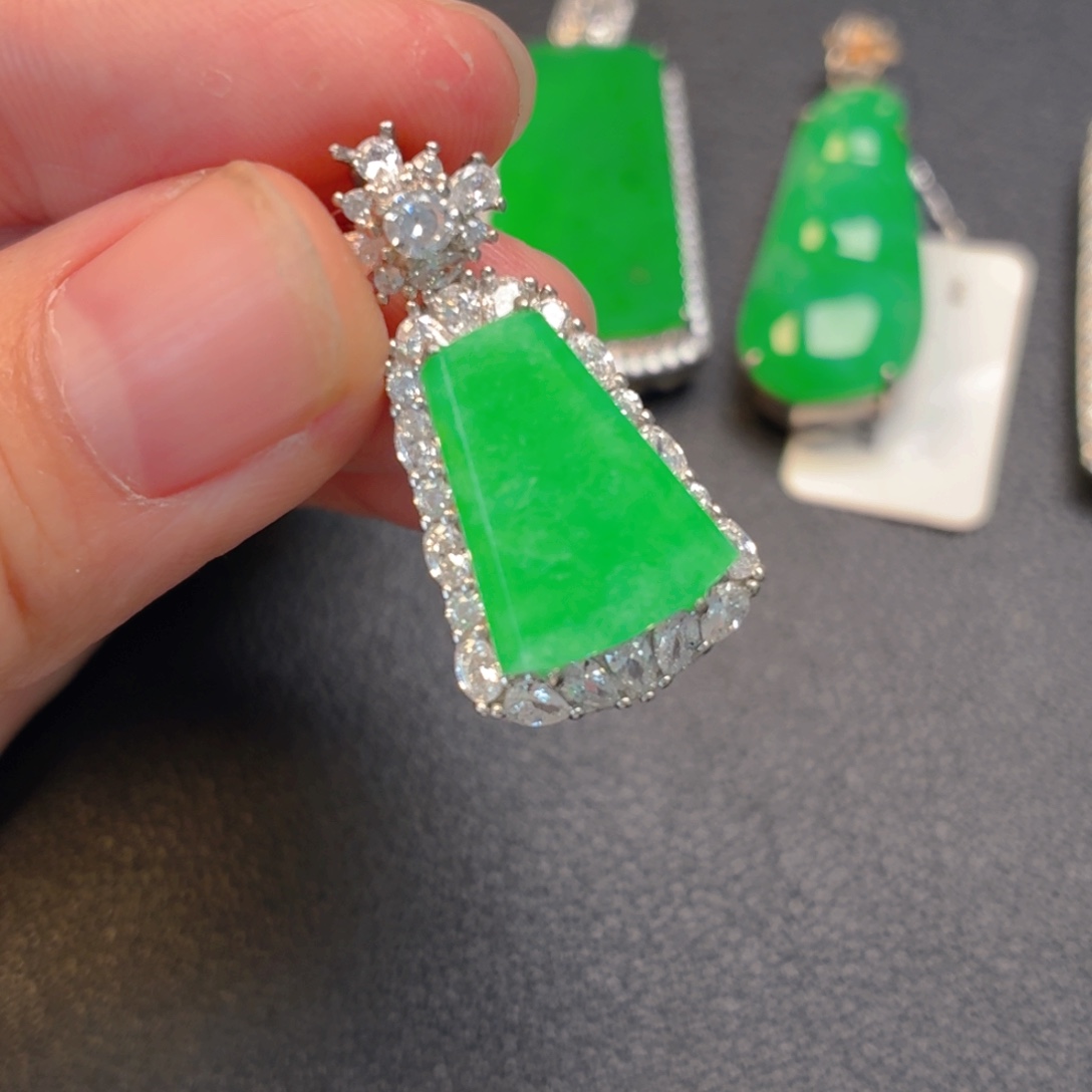 翡翠银S925镶嵌吊坠(不含链)