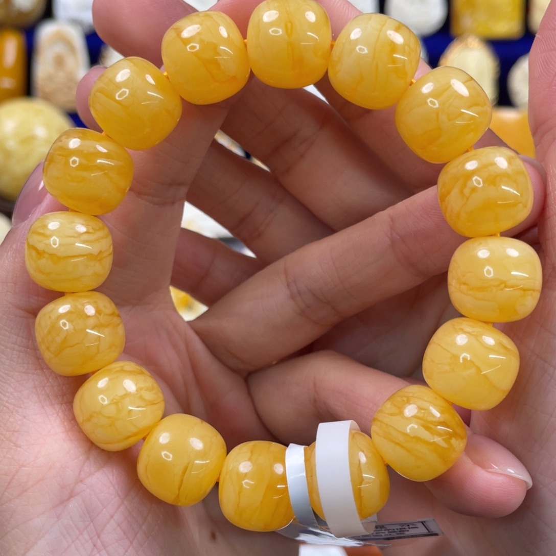 蜜蜡裸石未镶嵌琥珀蜜蜡手串卡14mm